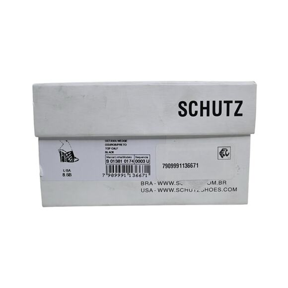 Schutz Womens 8.5 Octavia Wedge Leather Sandal in Black NEW - Picture 10 of 10